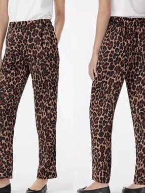NWT $128 J Crew Leopard Pants Elastic Waist Sz 8